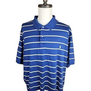 Polo Ralph Lauren Short Sleeve Polo Shirt Size 3XB Big Blue White Stripe Pony
